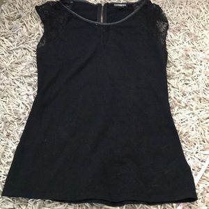 Express Black Sleeveless Jersey Top with lace